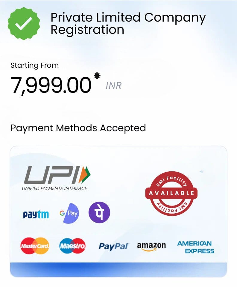 Private Limited Company registration services with transparent fees and documentation support